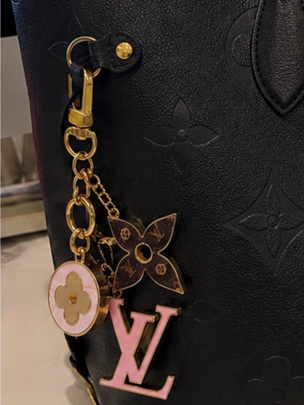 Louis Vuitton Pink, Brown and Gold Monogram Charm Key chain. - Picture 3 of 5